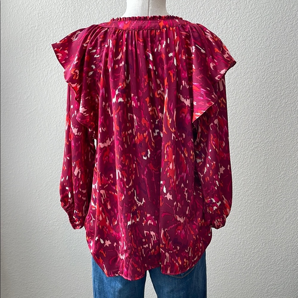 Women's Red Patterned Top - Picture 6 of 8
